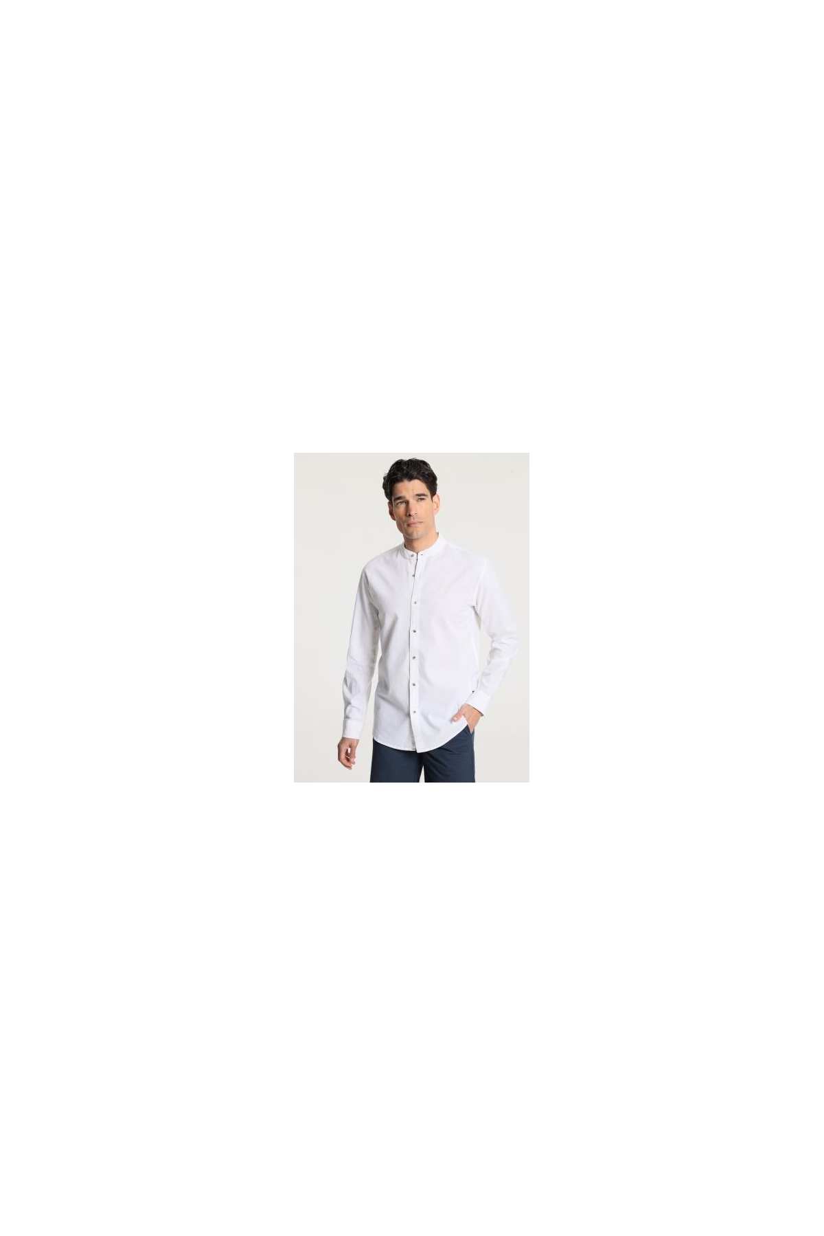 CAMISA HOMBRE CUELLO MAO LINO MANGA LARGA V&L 134454