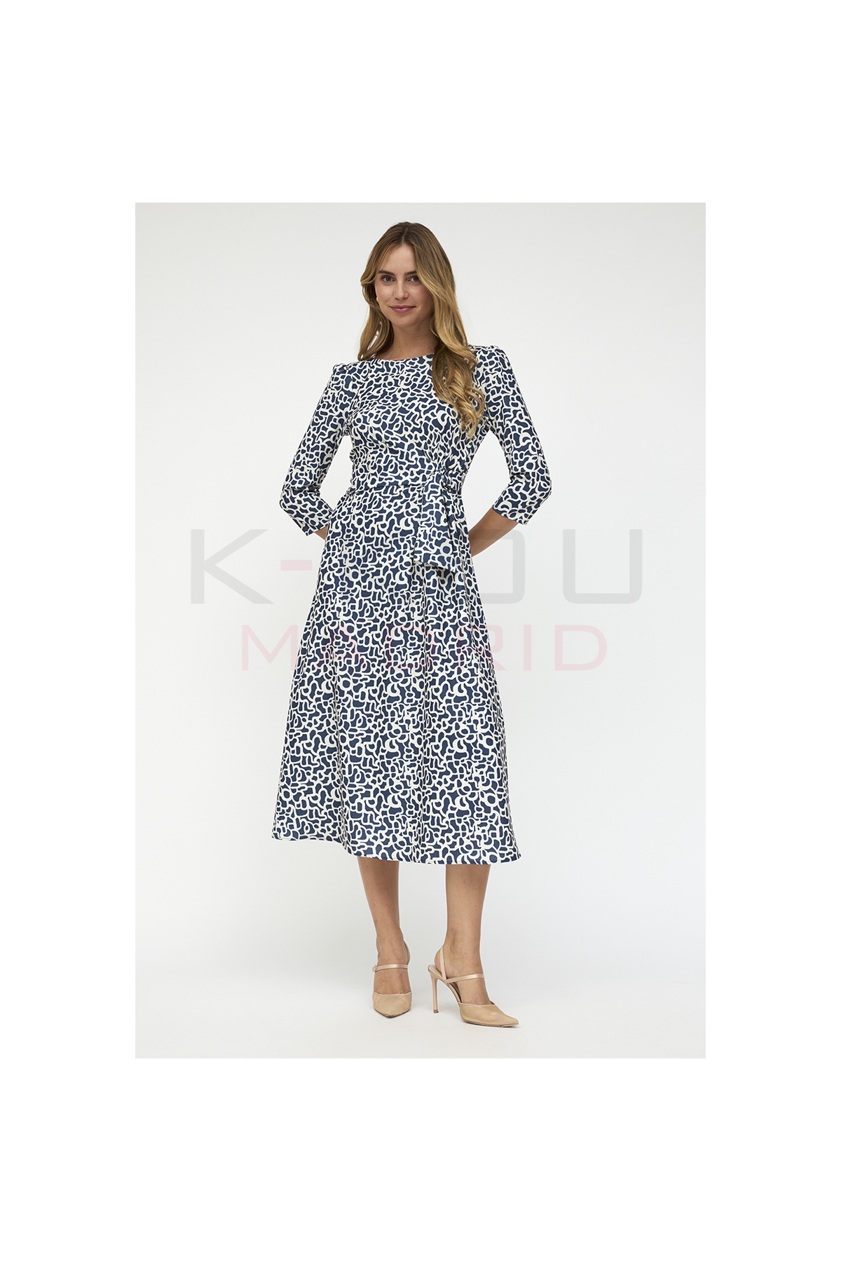 VESTIDO MANGA LARGA MIDI ESTAMPADO K-KOU 30613AGUAMARINA