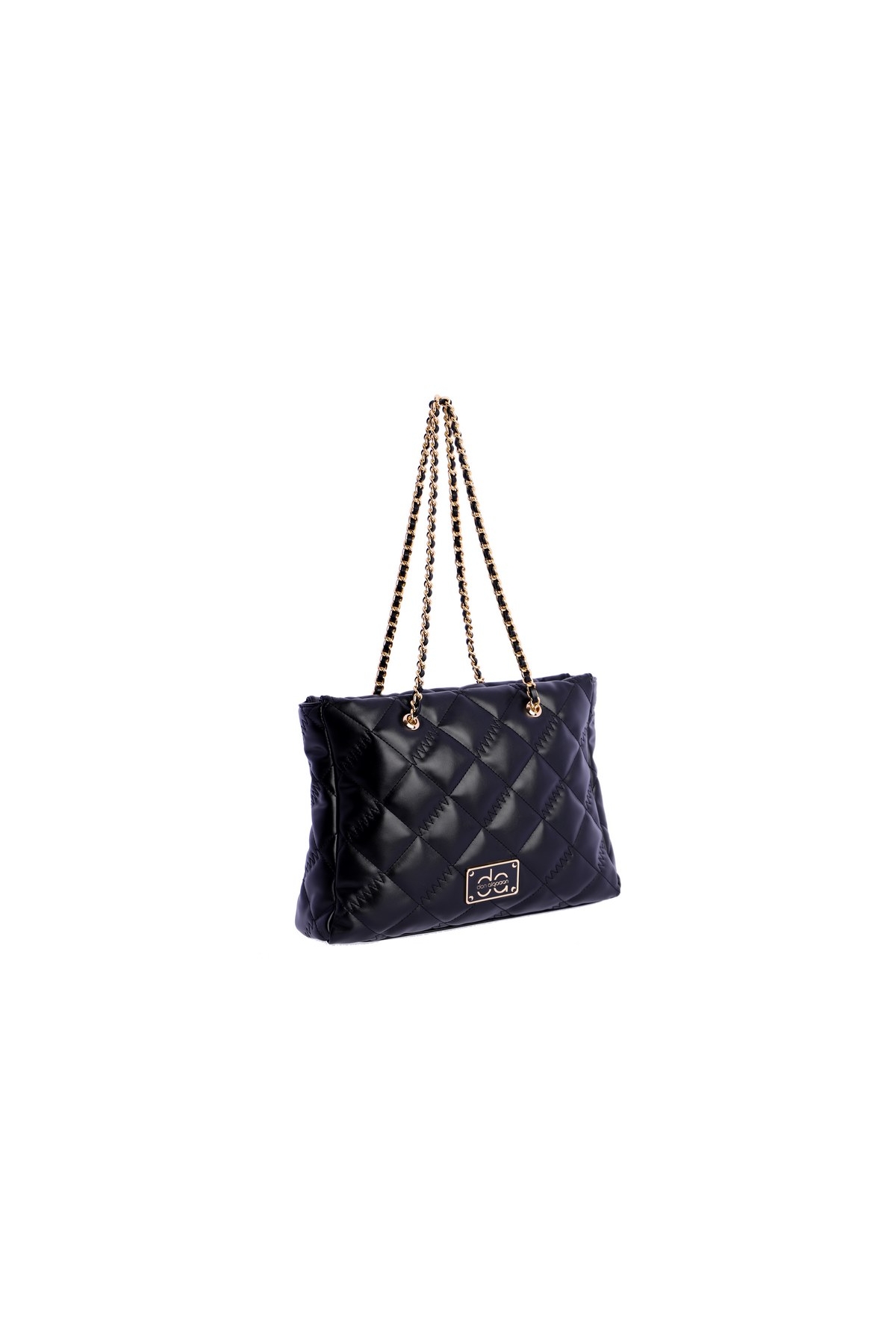 BOLSO NEGRO  ACOLCHADO GRANDE CADENA DORADA DON ALGODON 7826