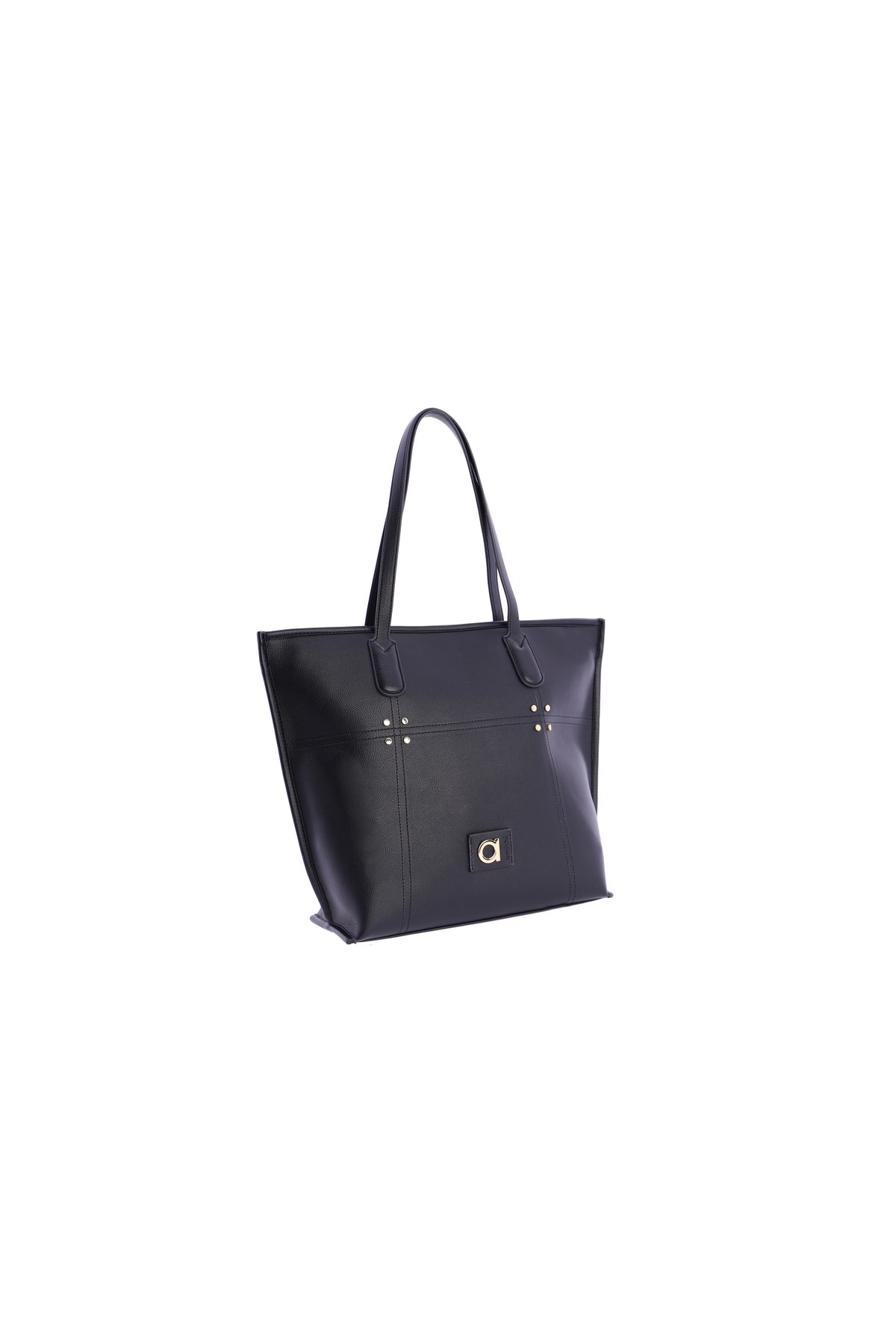 BOLSO NEGRO SHOPPER TACHUELAS DORADAS AMICHI OQI5329